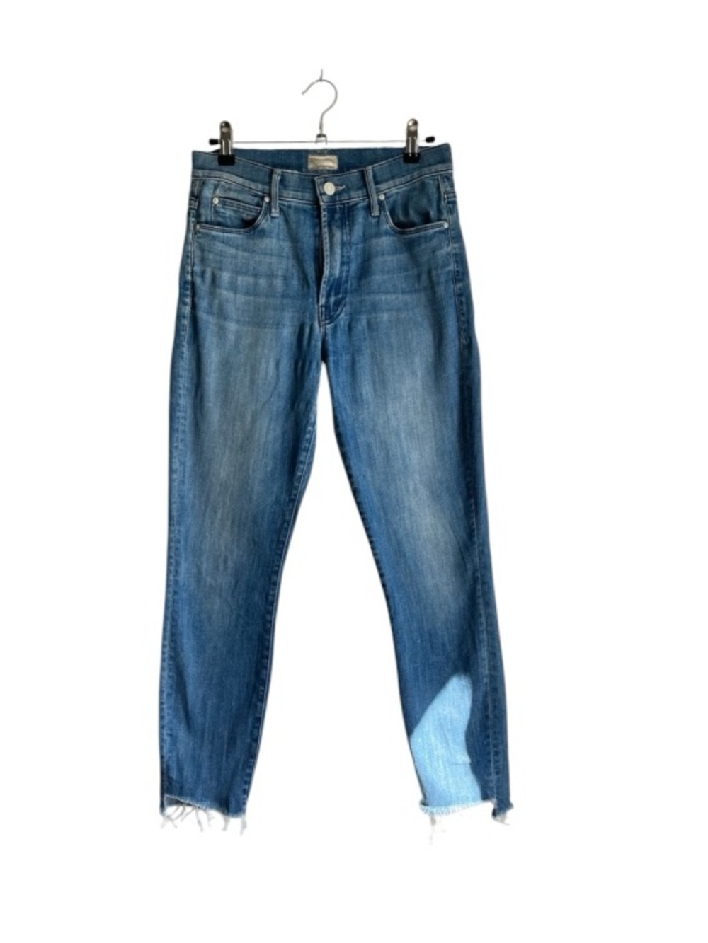 MOTHER The Insider Crop Step Fray Blue Denim Jeans Sz 27